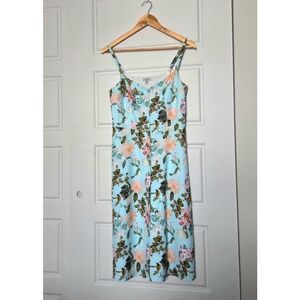 Floral Elegance Light Blue Midi Dress